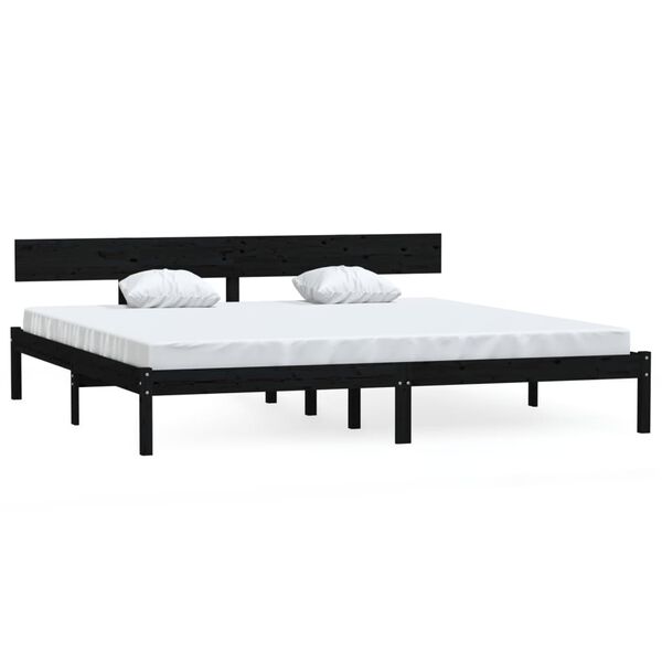 vidaXL Cadre de lit sans matelas noir bois massif