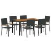 vidaXL Ensemble de salle &agrave; manger pour jardin 7 pc Noir polyrotin