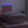 vidaXL Sommier &agrave; lattes de lit avec matelas LED Rose 90x190 cm Velours