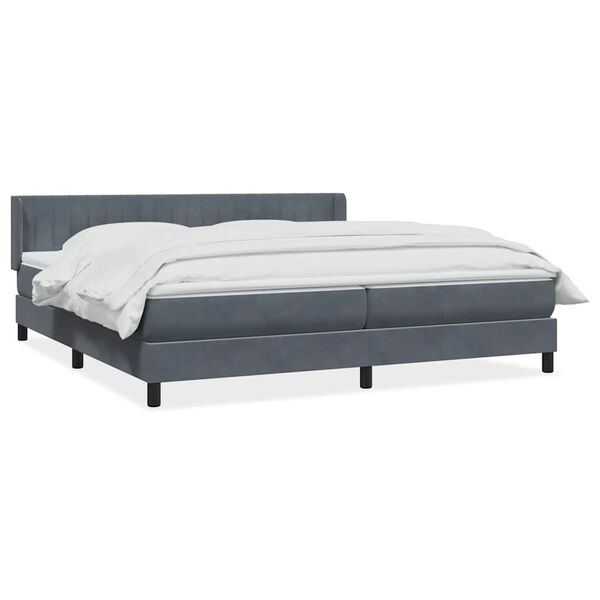 vidaXL Sommier &agrave; lattes de lit et matelas gris fonc&eacute; 180x210cm velours