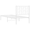 vidaXL Cadre de lit m&eacute;tal sans matelas avec t&ecirc;te de lit blanc 75x190cm