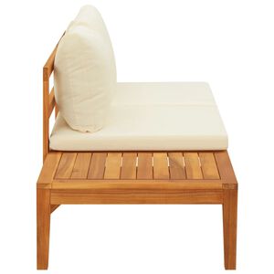 vidaXL Banc de jardin avec table et coussins Blanc cr&egrave;me Teck solide