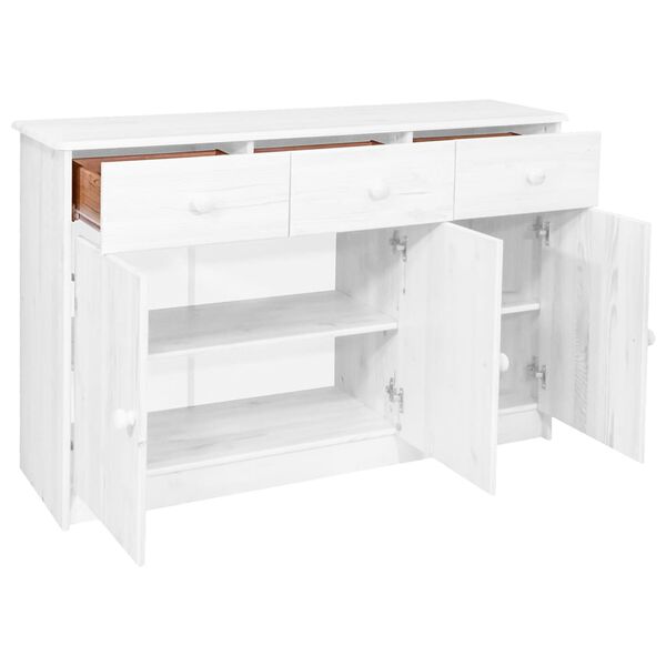 vidaXL Buffet 3 tiroirs Blanc 113x35x73 cm Bois de pin massif