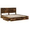vidaXL Lit de Rangement Ch&ecirc;ne fum&eacute; 180 x 200 cm Bois d'ing&eacute;nierie