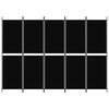 vidaXL Cloison de séparation 5 panneaux Noir 250x180 cm Tissu