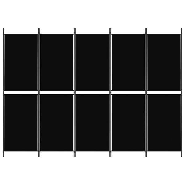 vidaXL Cloison de séparation 5 panneaux Noir 250x180 cm Tissu