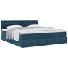 VidaXL Cadre de lit ottoman avec matelas bleu fonc&eacute; 180x200 cm velours