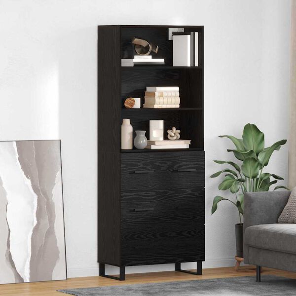 vidaXL Haut Armoire Ch&ecirc;ne noir 69,5 x 34 x 180 cm Bois d'ing&eacute;nierie