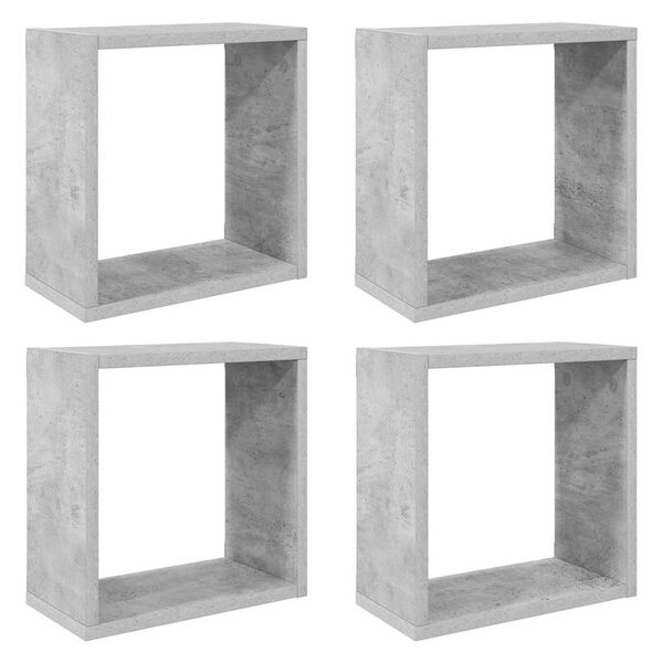 vidaXL &Eacute;tag&egrave;res cube murales 4 pcs Gris b&eacute;ton 30x15x30 cm