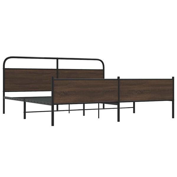 vidaXL Cadre de lit en m&eacute;tal sans matelas ch&ecirc;ne marron 180x200 cm