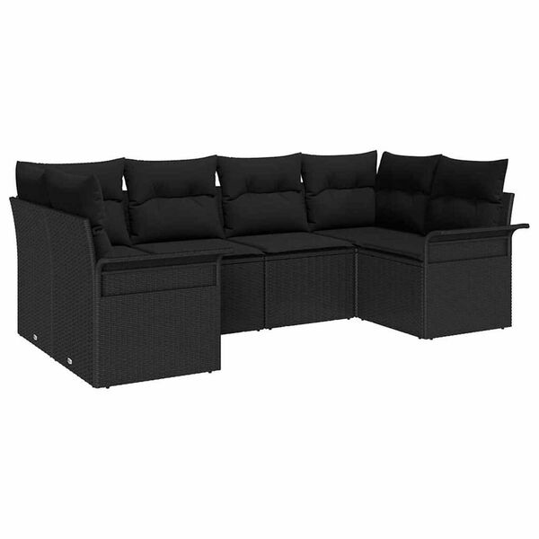 vidaXL Ensemble de canap&eacute; de jardin avec coussin 6 pcs Noir Poly rotin