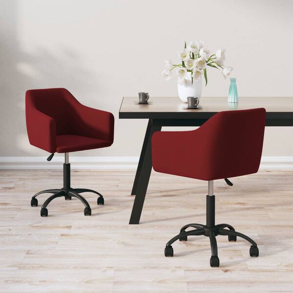 vidaXL Chaises pivotantes à manger lot de 2 Rouge bordeaux Velours