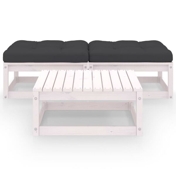 vidaXL Salon de jardin 3 pcs avec coussins Bois de pin massif