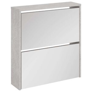 vidaXL Armoire &agrave; chaussures et miroir 2 niveaux Gris b&eacute;ton 63x17x67 cm