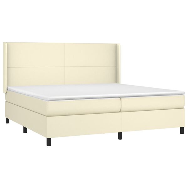vidaXL Sommier à lattes de lit avec matelas Crème 200x200cm Similicuir