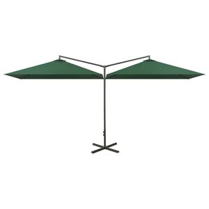 vidaXL Parasol de jardin double avec m&acirc;t en acier Vert 600x300 cm