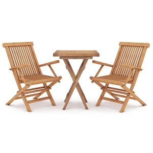 vidaXL Ensemble &agrave; manger de jardin 3 pcs Bois de teck massif