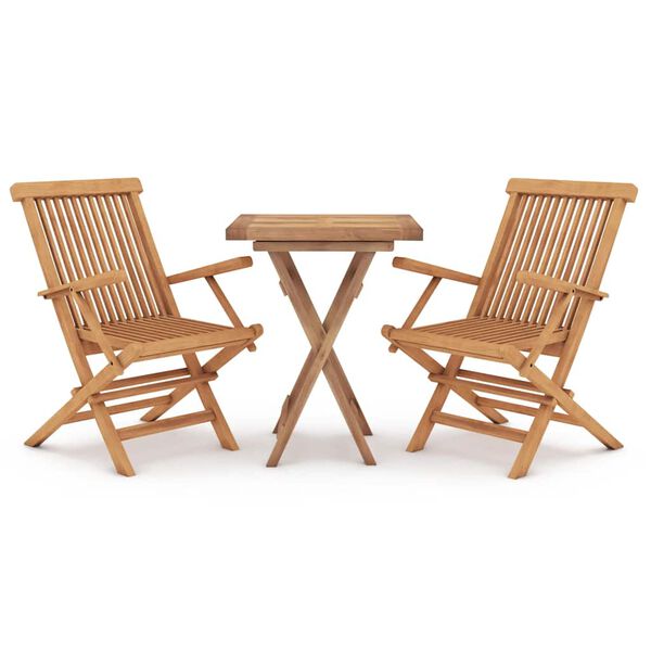 vidaXL Ensemble &agrave; manger de jardin 3 pcs Bois de teck massif