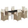 vidaXL Ensemble &agrave; manger de jardin et coussins 7 pcs beige poly rotin