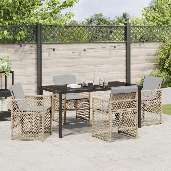 vidaXL Ensemble de salle &agrave; manger pour jardin 5 pcs Beige polyrotin