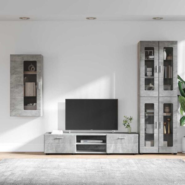 vidaXL Ensemble meuble TV FLORIN Gris b&eacute;ton Bois d'ing&eacute;nierie