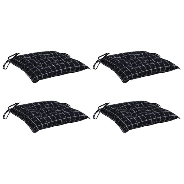 vidaXL Coussins de chaise lot de 4 carreaux noir 50x50x7 cm
