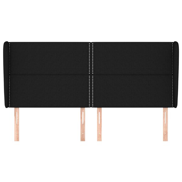 vidaXL T&ecirc;te de lit avec oreilles Noir 163x23x118/128 cm Tissu