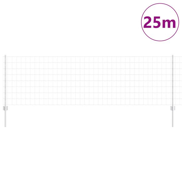 vidaXL Cl&ocirc;ture avec poteau Argent&eacute; 0,8 x 25 m Acier