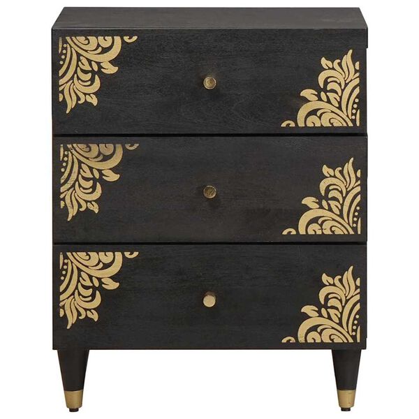 vidaXL Cabinet de chevet Noir 50 x 33 x 62 cm Bois de mangue massif