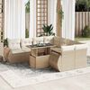vidaXL Salon de jardin avec coussins 9 pcs beige r&eacute;sine tress&eacute;e