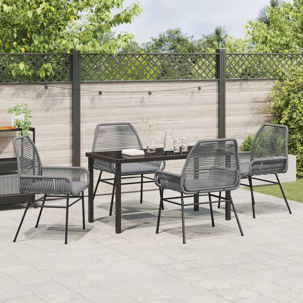 vidaXL Ensemble de salle &agrave; manger pour jardin 5 pcs Gris polyrotin