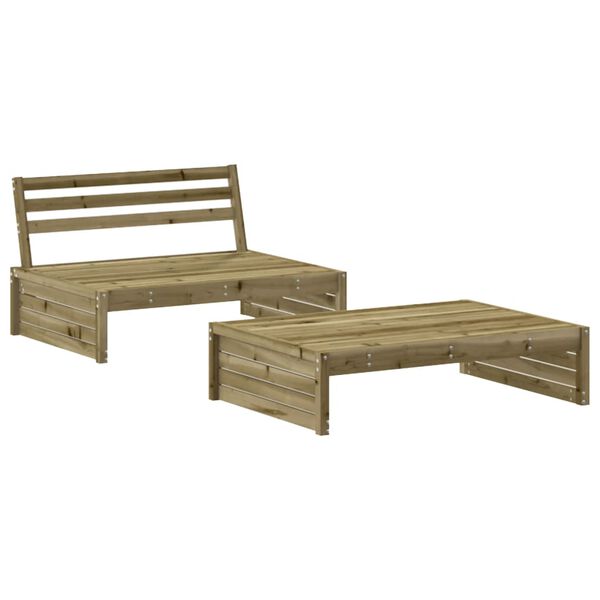 vidaXL Salon de jardin 2 pcs avec coussins bois de pin imprégné