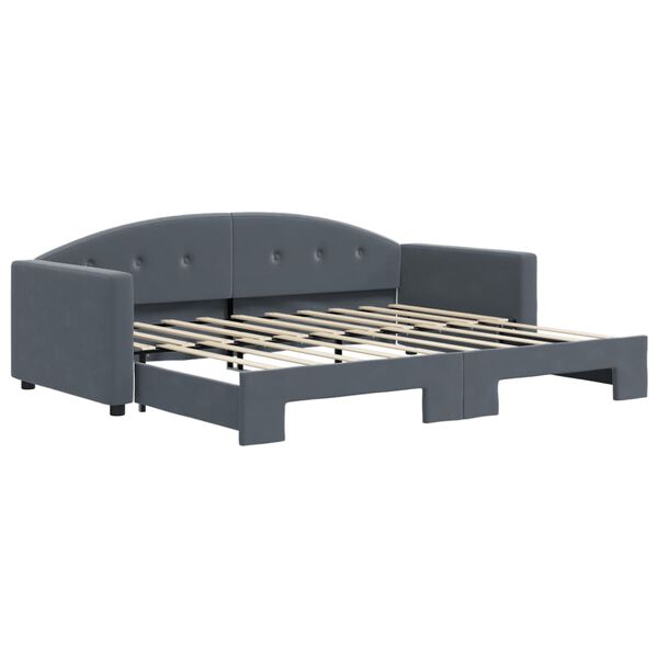 vidaXL Lit de jour avec gigogne sans matelas gris fonc&eacute; 90x190 cm
