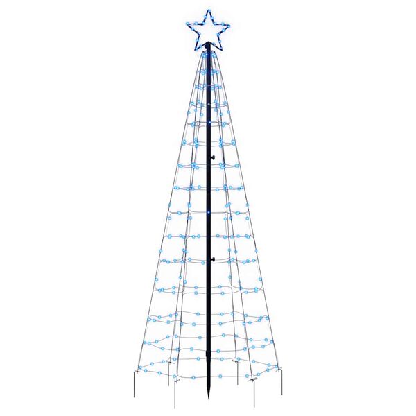 vidaXL Sapin de No&euml;l &agrave; LED avec piquets 220 LED bleu 180 cm