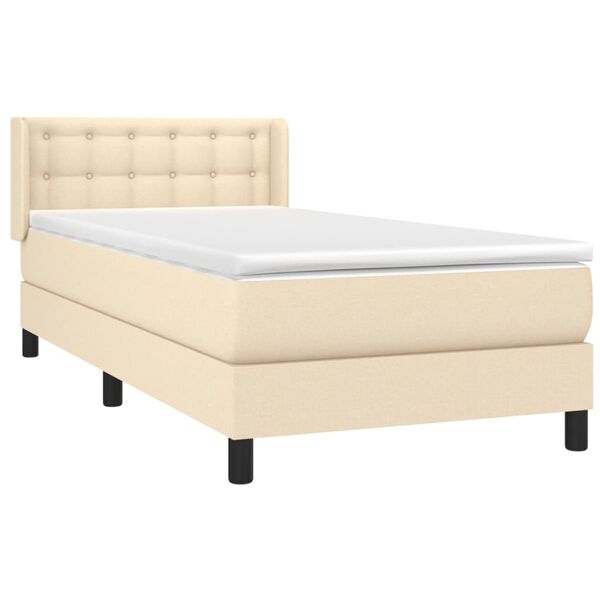 vidaXL Sommier &agrave; lattes de lit avec matelas Cr&egrave;me 90x200 cm Tissu
