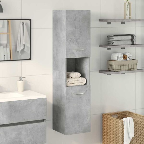 vidaXL Armoire de salle de bain suspendue gris béton bois d'ingénierie