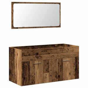 vidaXL Armoire de salle de bain et miroir vieux bois bois d'ing&eacute;nierie