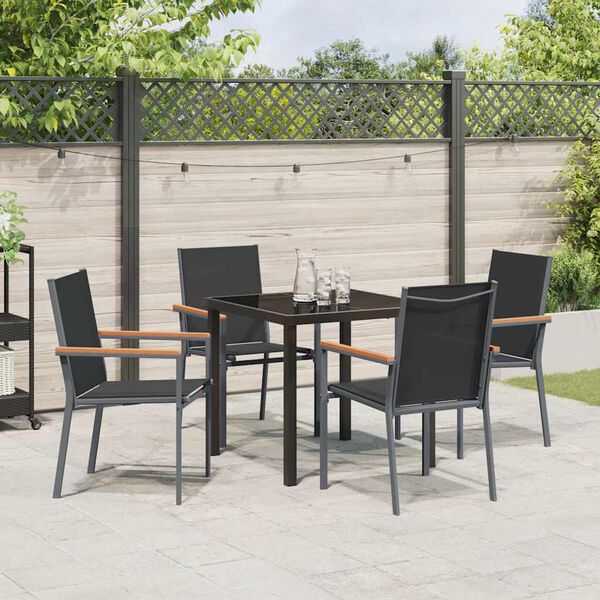 vidaXL Ensemble de salle &agrave; manger pour jardin 5 pcs Noir