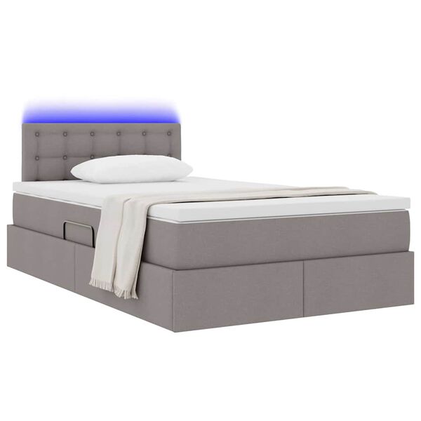 vidaXL Lit avec rangement et LED Taupe 120 x 200 cm Polyester