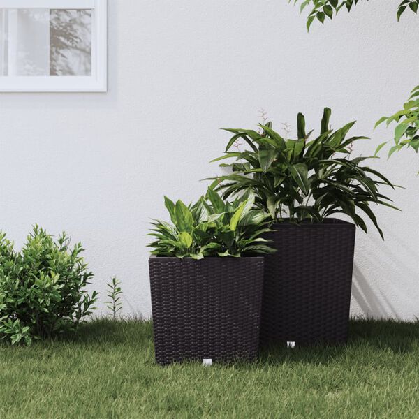vidaXL Jardini&egrave;re et int&eacute;rieur amovible marron 21 /32 L rotin PP