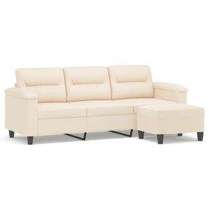 vidaXL Canap&eacute; 3 places avec repose-pieds Beige 180 cm Tissu microfibre