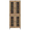 vidaXL Haut Armoire 2 pcs Ch&ecirc;ne artisanal Bois Agglom&eacute;r&eacute; et Verre