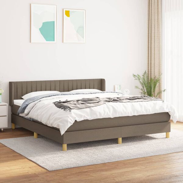 vidaXL Sommier &agrave; lattes de lit avec matelas Taupe 180x200 cm Tissu