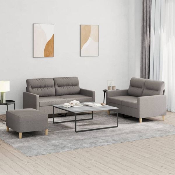 vidaXL Ensemble de canap&eacute;s 3 pcs avec coussins Taupe Tissu