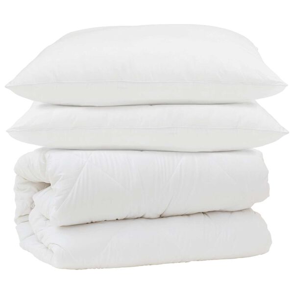 vidaXL Ensemble de Duvet 3 pcs Blanc Microfibre et Plumes D'oie