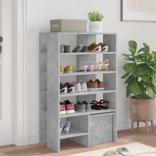 vidaXL Cabinet &agrave; chaussures 2 pcs Gris b&eacute;ton Bois d'ing&eacute;nierie