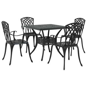 vidaXL Ensemble de tables de jardin 5 pcs Noir Aluminium coul&eacute;