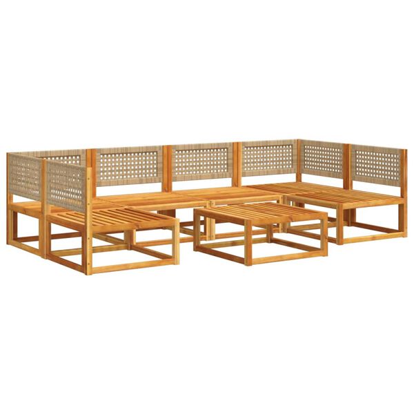 vidaXL Ensemble de canap&eacute;s de jardin 7 pi&egrave;ces avec coussins en bois d'acacia et rotin
