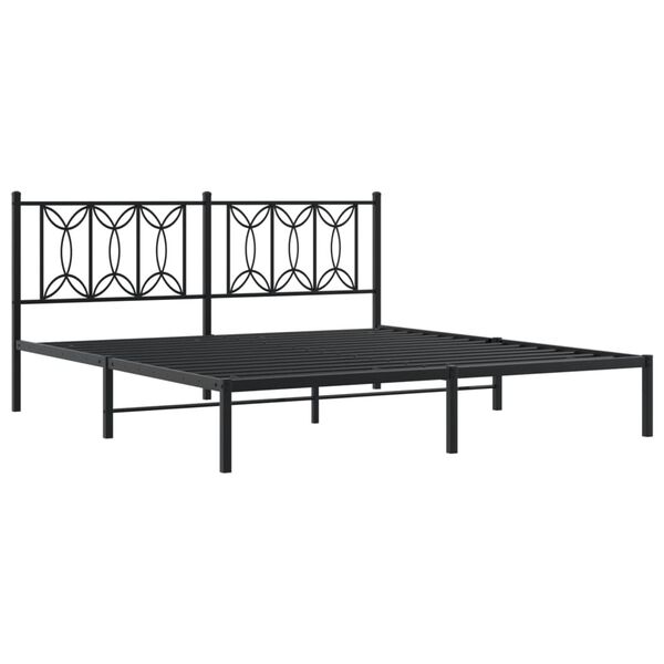 vidaXL Cadre de lit m&eacute;tal sans matelas avec t&ecirc;te de lit noir 183x213cm
