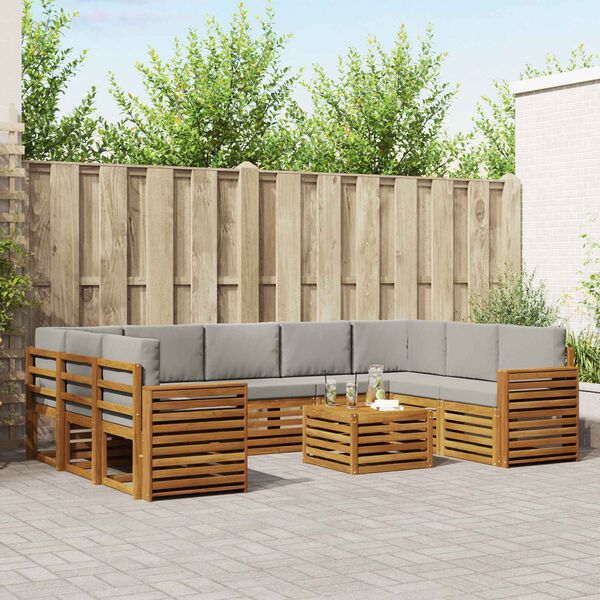 vidaXL Ensembles de canap&eacute;s avec coussin 10 pcs Gris Naturel et Clair